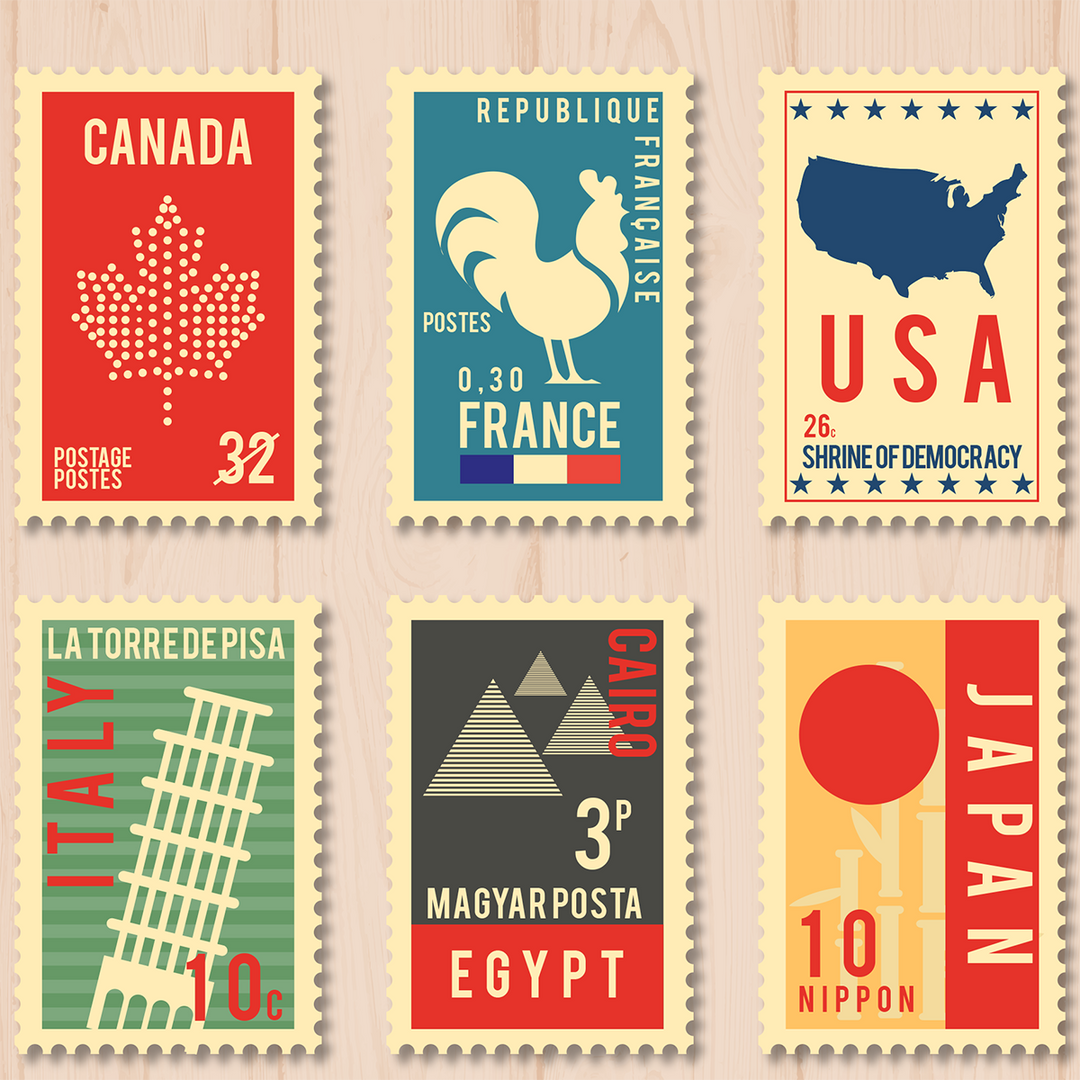 Worldwide shipping stamps