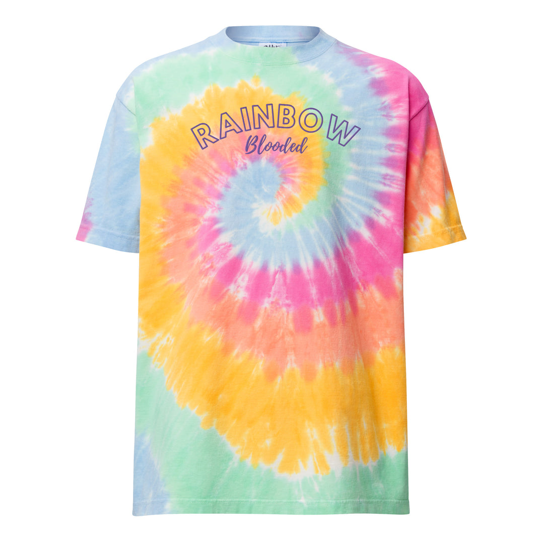 Rainbow Blooded Oversized Tie-Dye Shirt - Embroidered