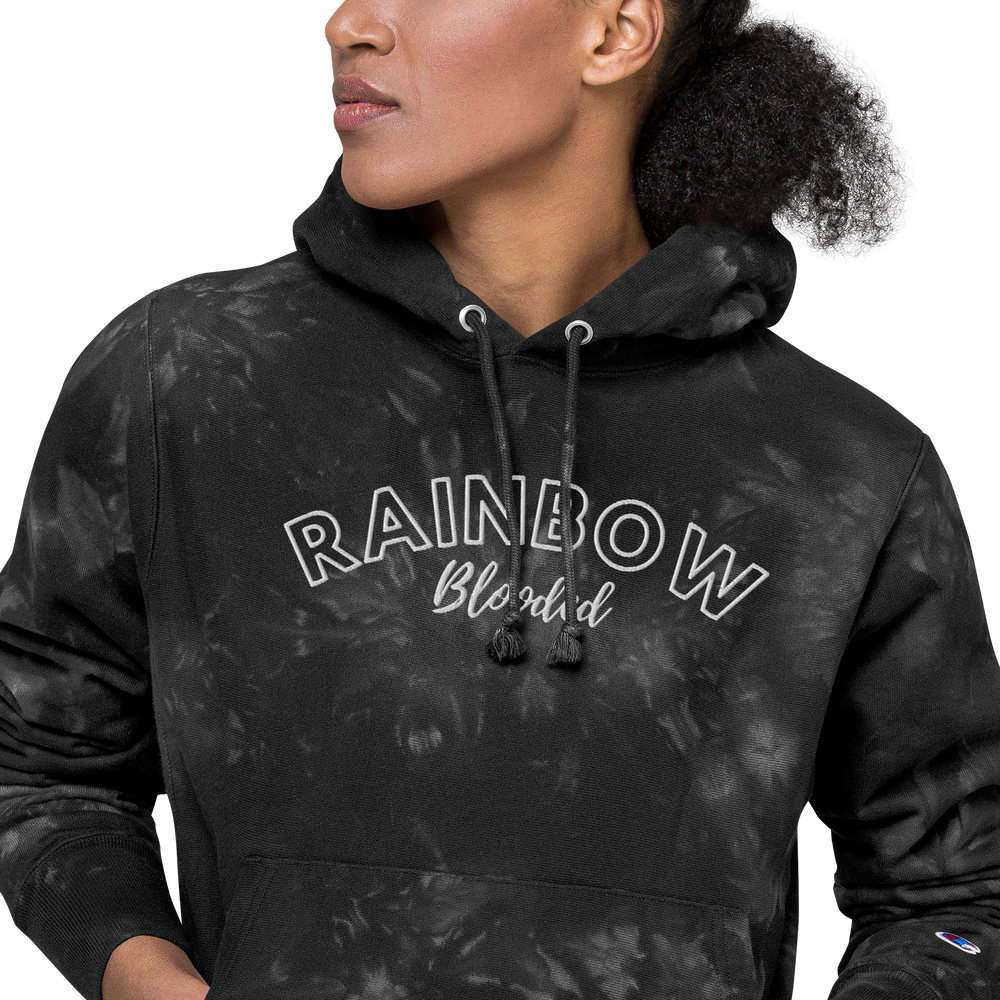 Rainbow Blooded Champion Tie-Dye Hoodie - Embroidered