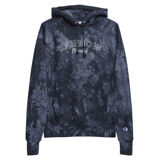 Rainbow Blooded Champion Tie-Dye Hoodie - Embroidered